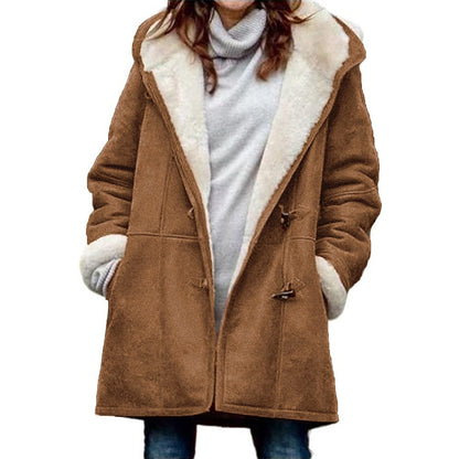 Coat elegant capuche style refined for women -8