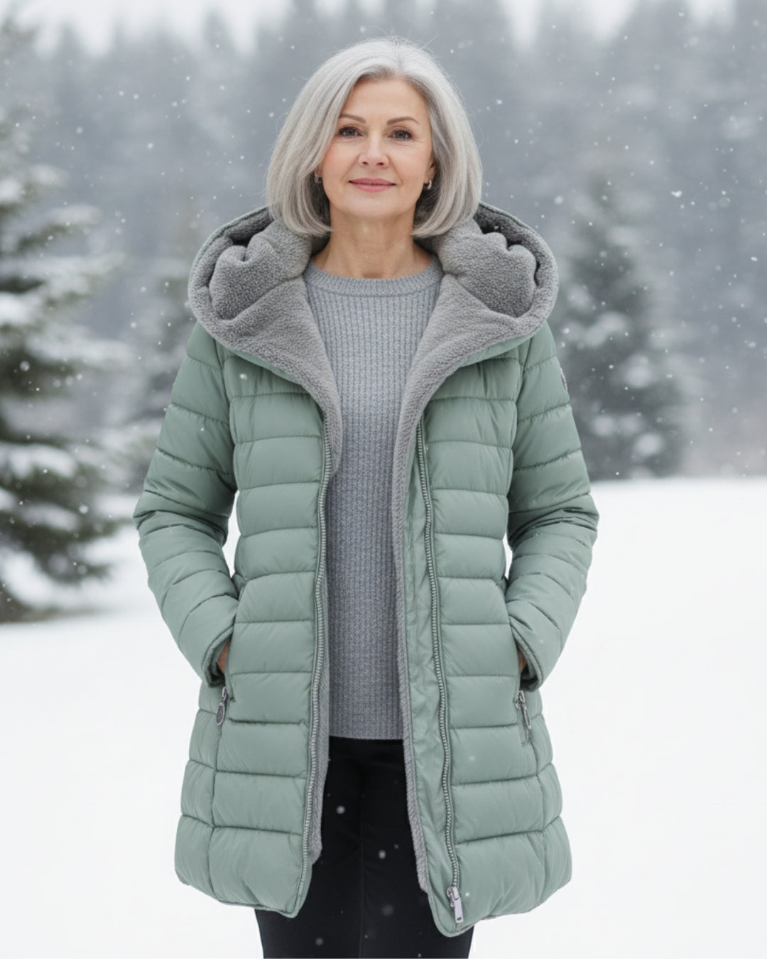 Warm hooded puffer winter coat for women | Olivia -10
