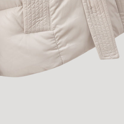 Belted hooded puffer jacket for women | Elara