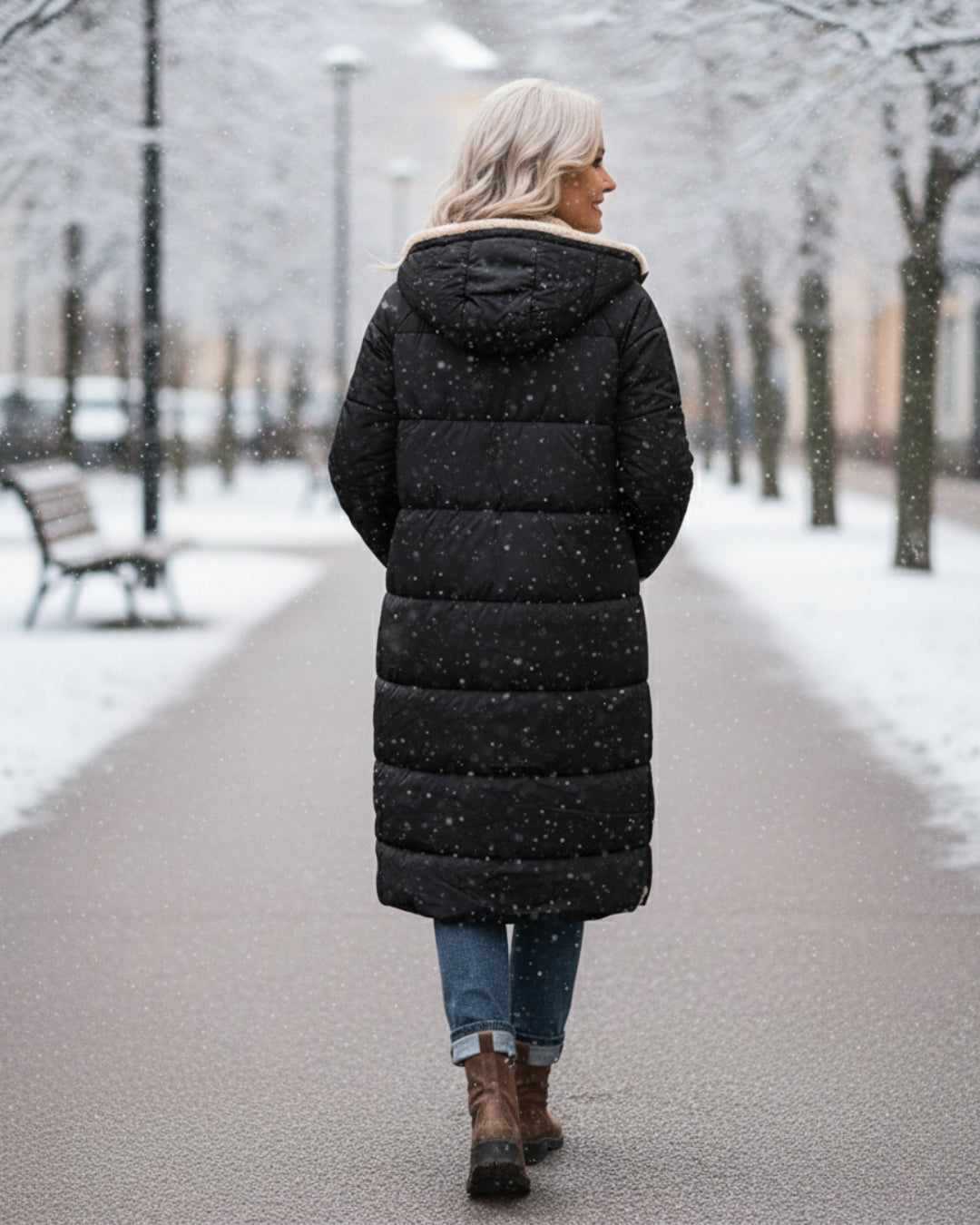 Warm sherpa-lined winter coat for women | Eleanor -13