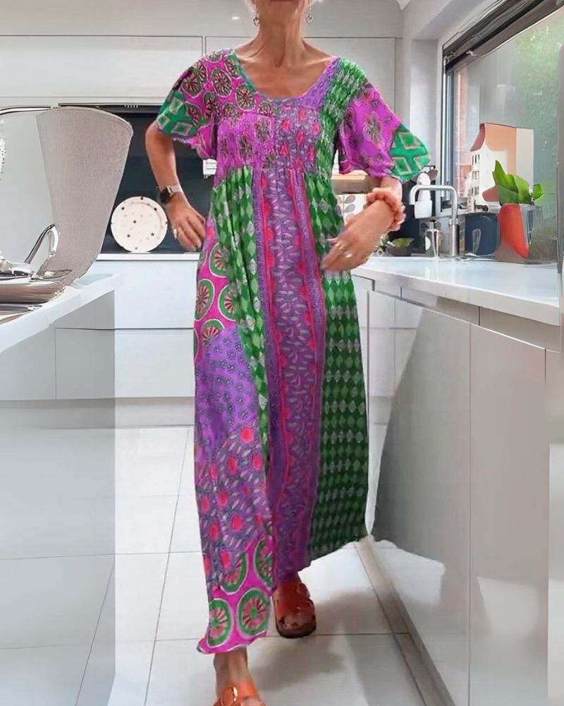 Colourful relaxed bohemian everyday dress for women | Corinne -4