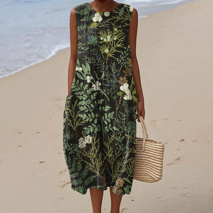 Artistic sleeveless dress with flowing silhouette for women | Leilani
