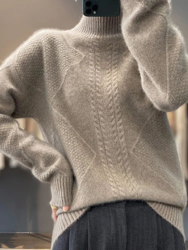 Cable-knit turtleneck jumper for women | Ellis -6