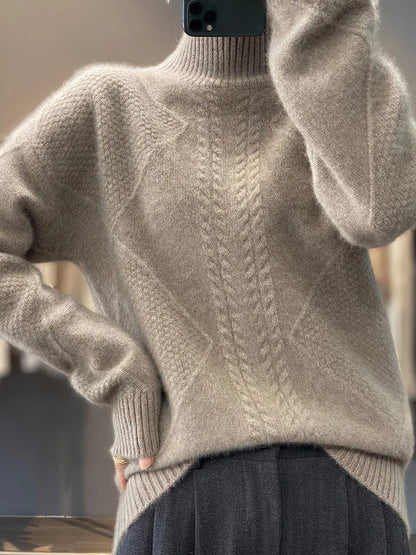 Cable-knit turtleneck jumper for women | Ellis -6