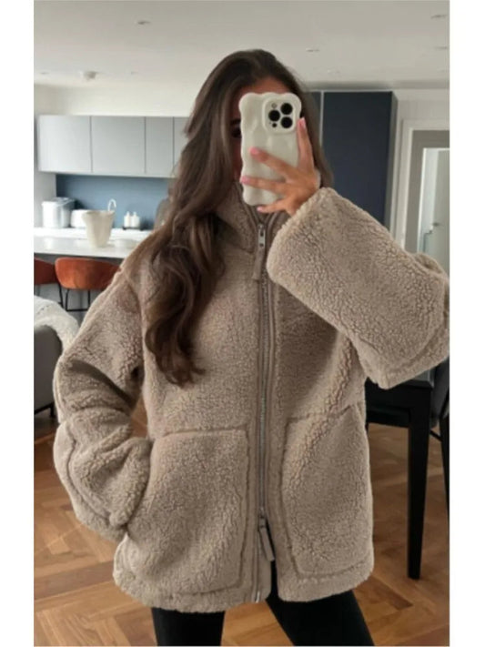 Teddy fleece jacket for women | Angelina -1
