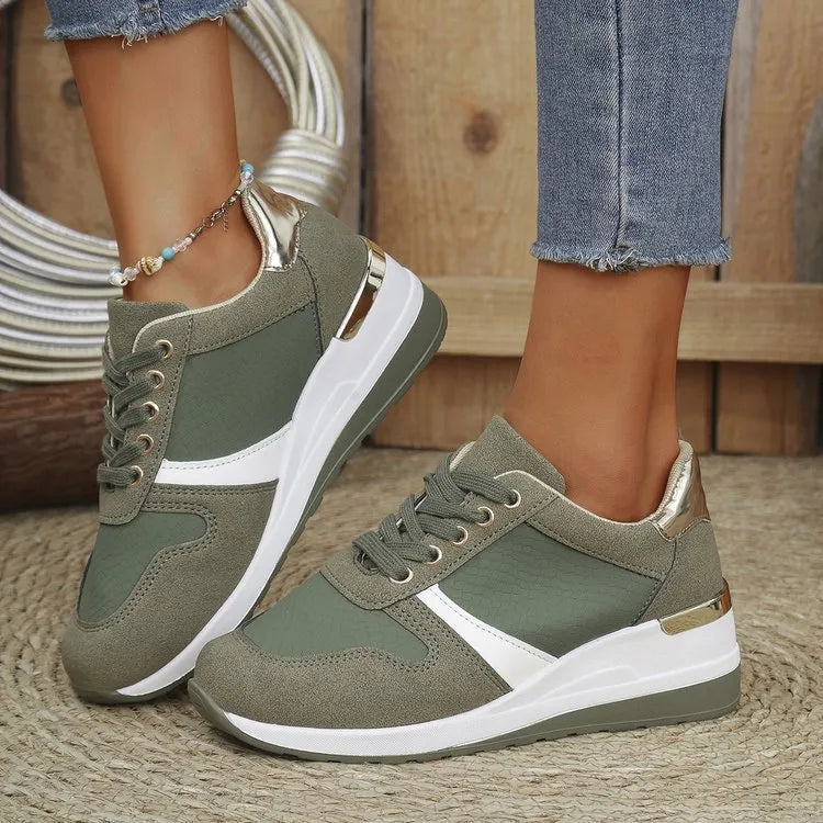 Trainers wedge lacets shoes marche plateforme for women -3