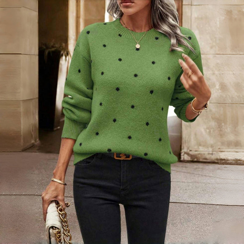 Relaxed polka-dot knit everyday sweater for women | Lunette -2