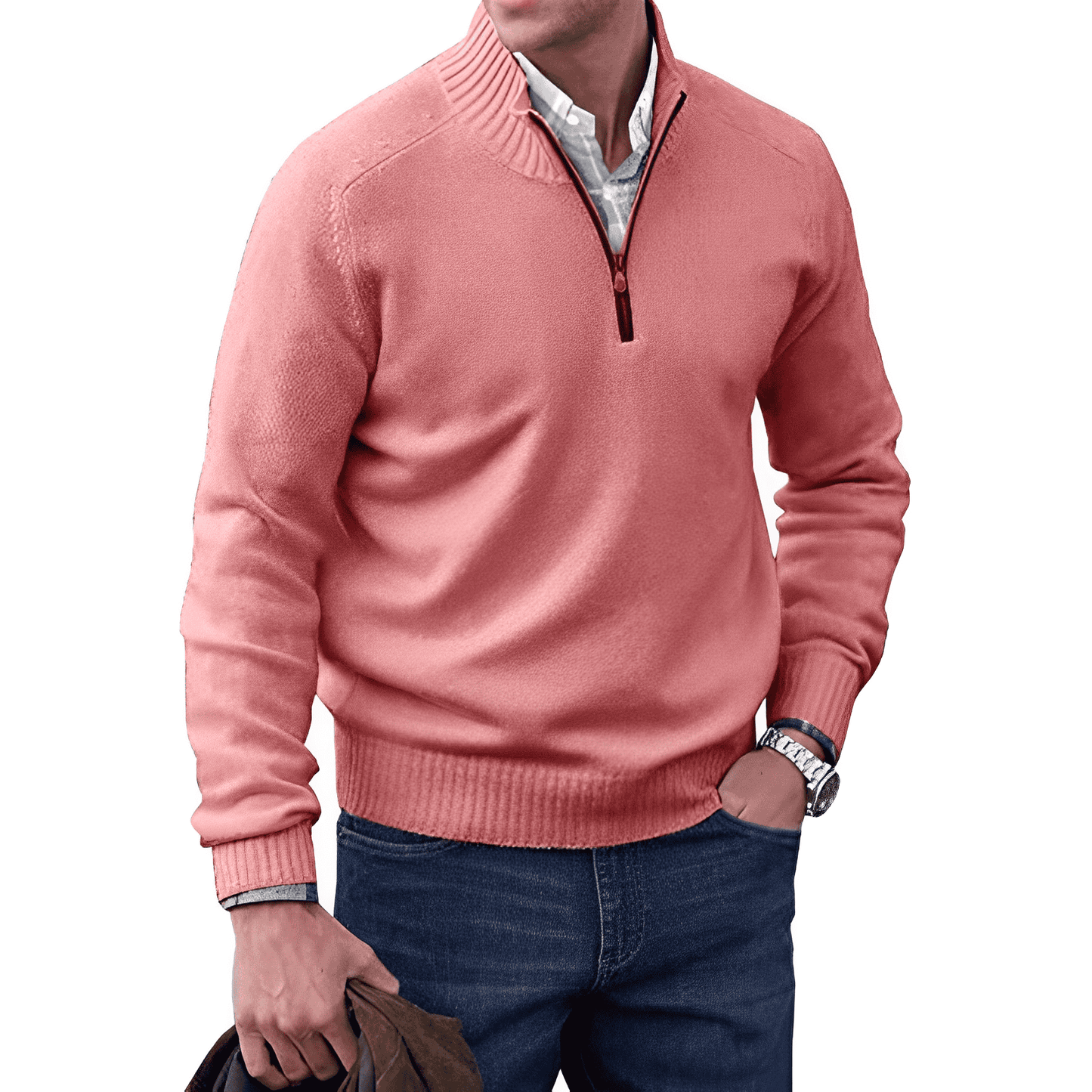 Aurelle Calvin quarter-zip jumper for men