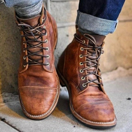 Classic rugged boots with timeless silhouette for men | Caleb