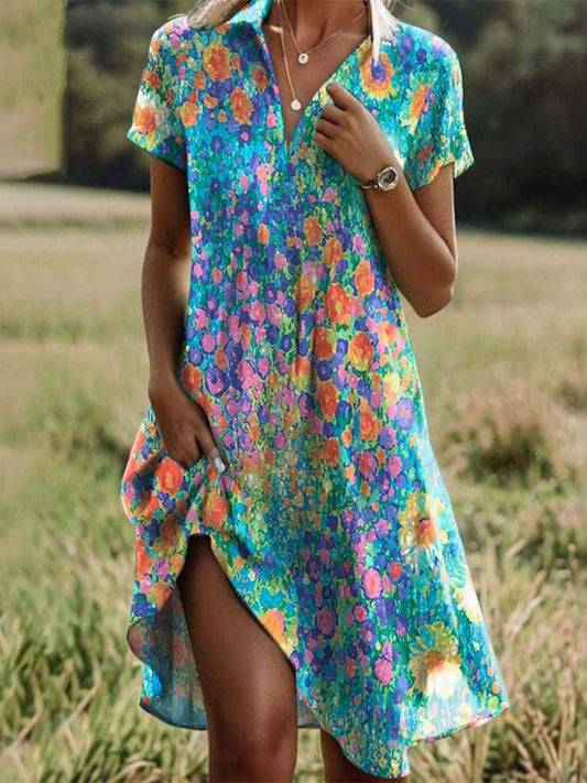 Vintage boho V-neck dress for women | Taylor