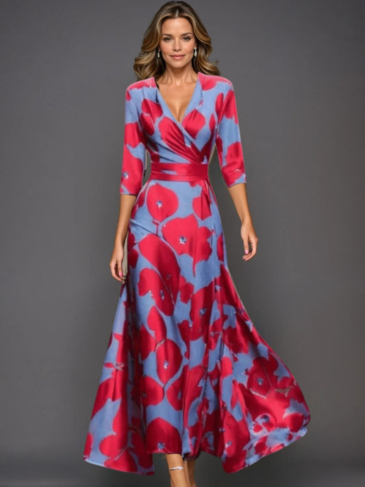 Classic floral V-neck maxi dress for women | Zoe