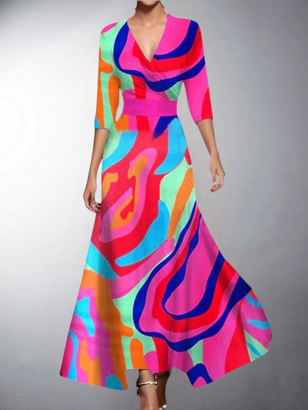 Classic floral V-neck maxi dress for women | Zoe