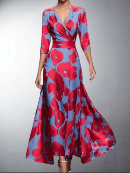Classic floral V-neck maxi dress for women | Zoe