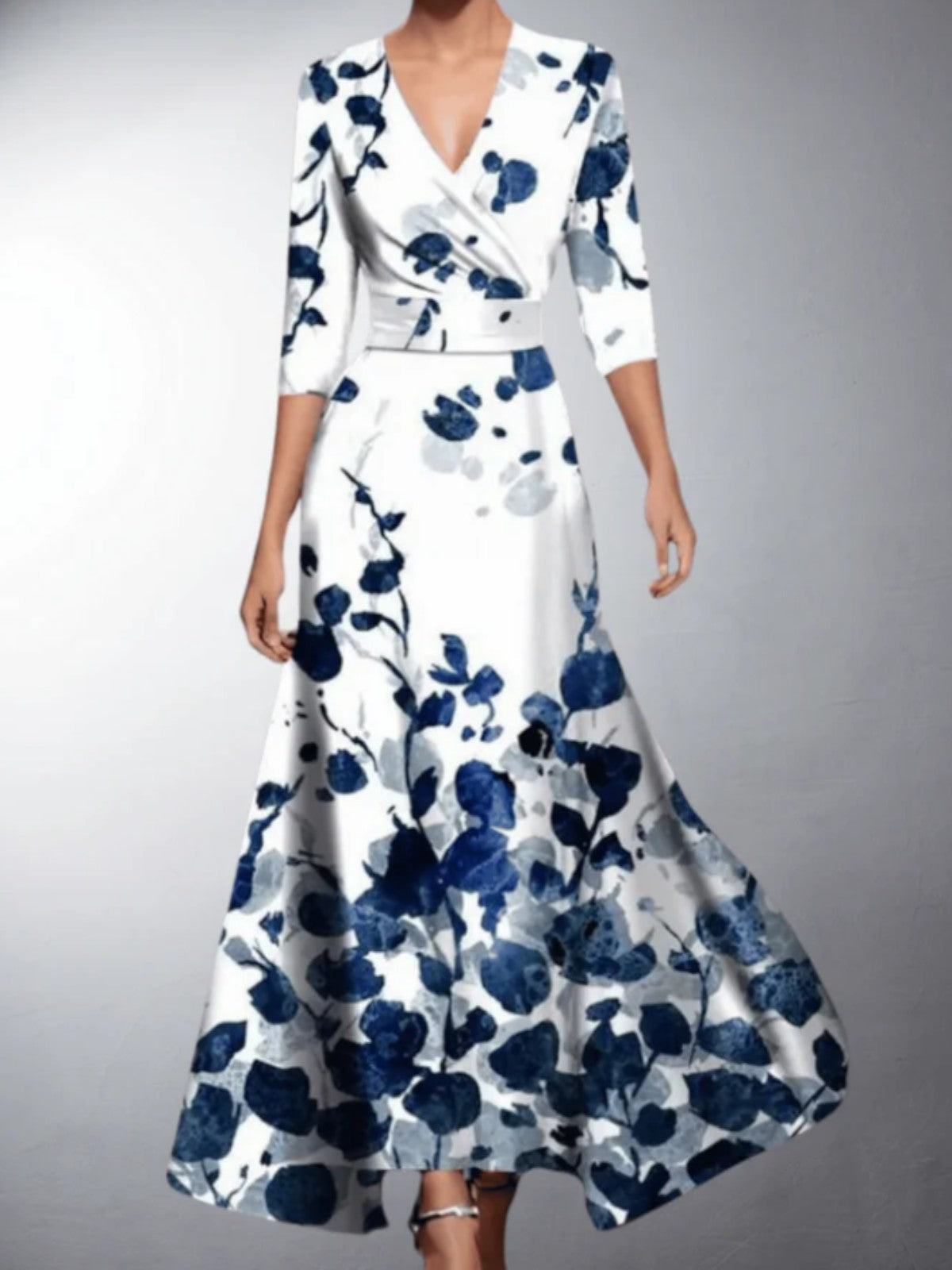 Classic floral V-neck maxi dress for women | Zoe