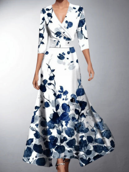 Classic floral V-neck maxi dress for women | Zoe
