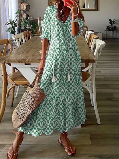 Boho vintage V-neck summer dress for women | Sophia