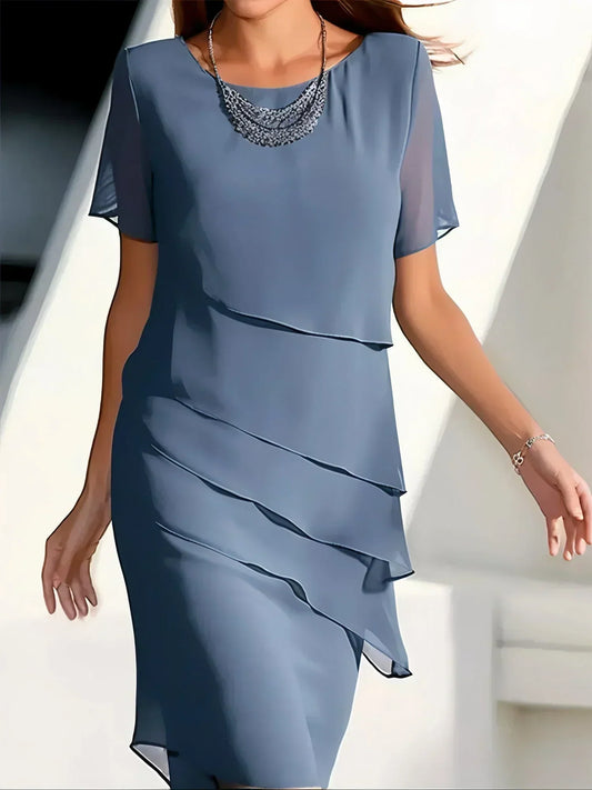 Refined layered midi dress for women | Alara -1