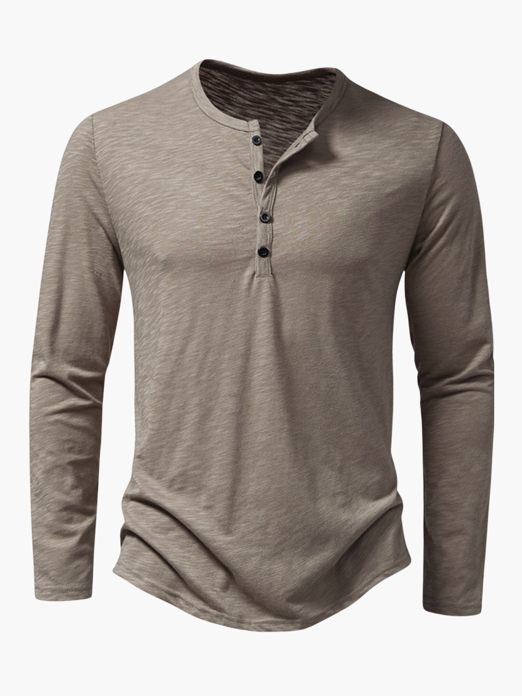 Cotton blend henley long sleeve t-shirt for men -12