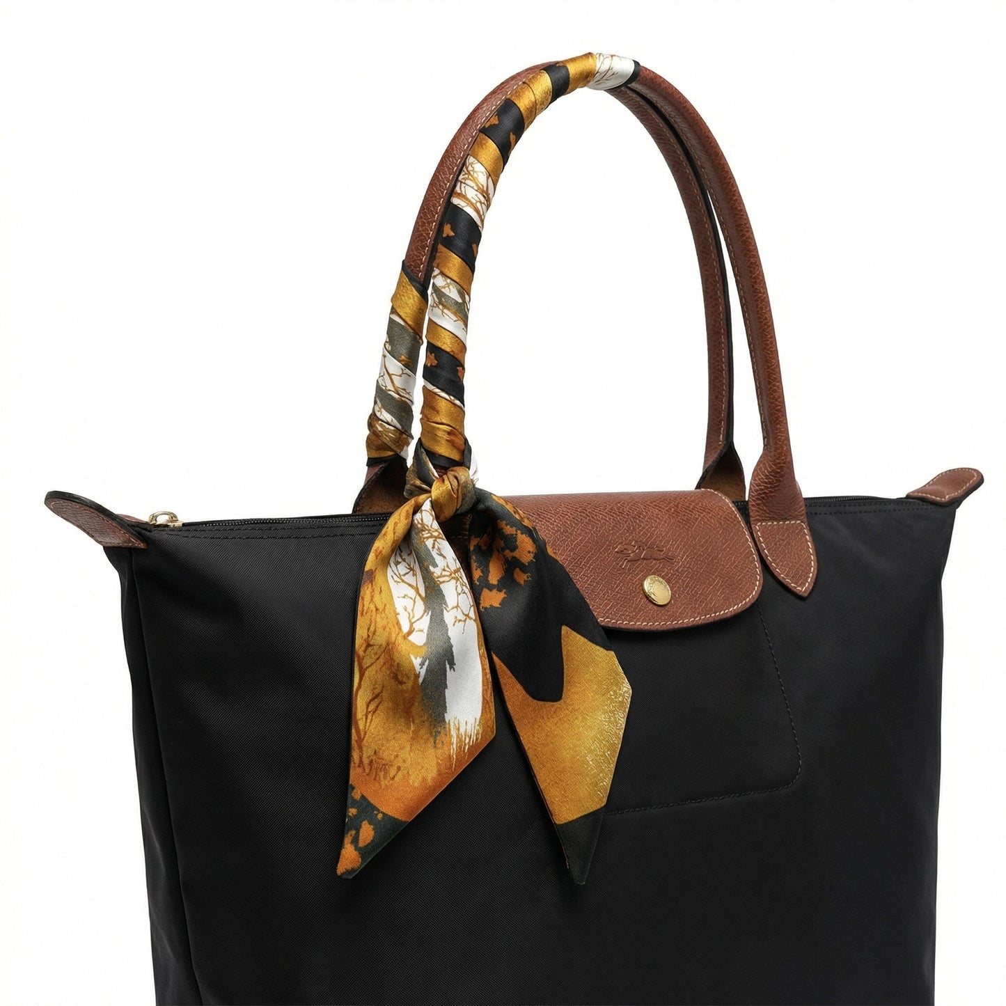 Equestrian silk scarf bag accessory for women