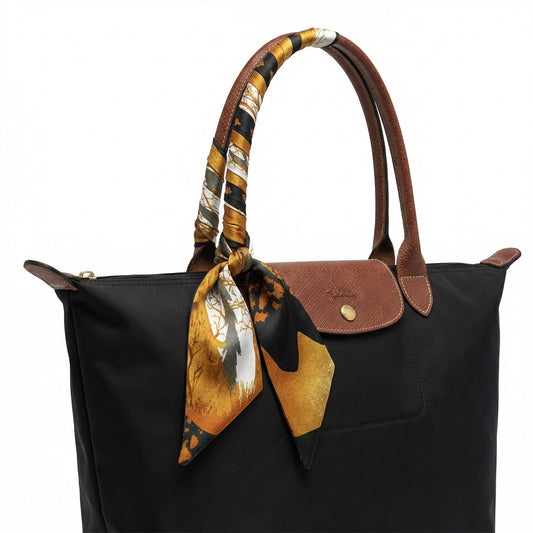 Equestrian silk scarf bag accessory for women