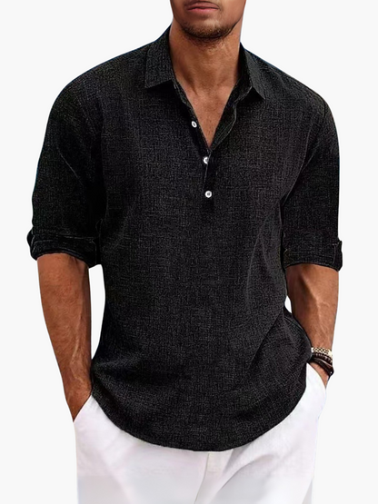 Linen short sleeve polo lightweight shirt for men -4