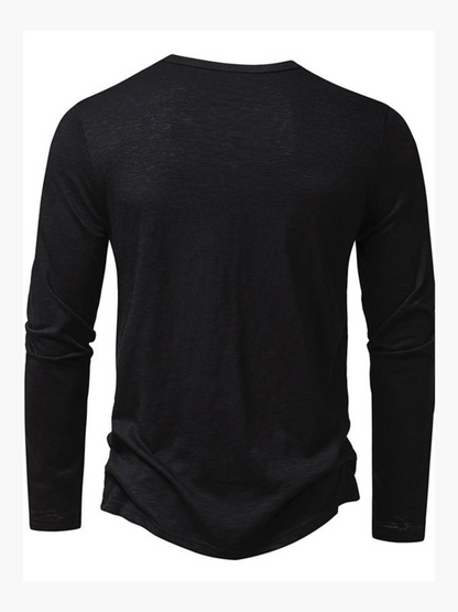 Cotton blend henley long sleeve t-shirt for men -9
