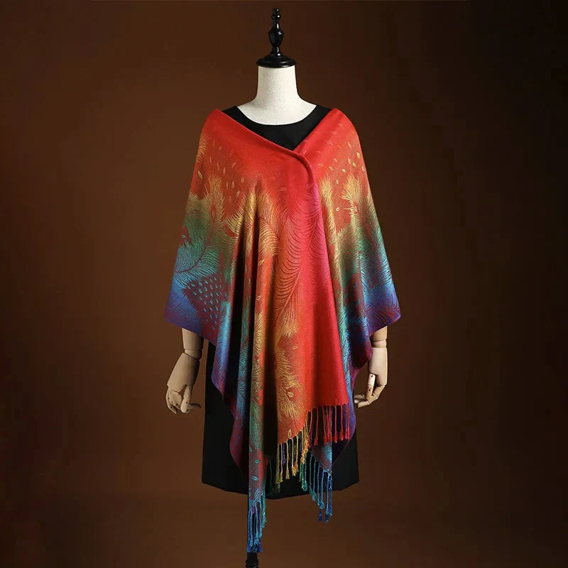 Bohemian gradient cashmere shawl piece for women | Aurora -3