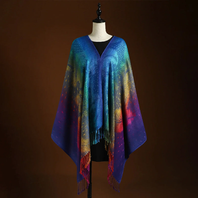 Bohemian gradient cashmere shawl piece for women | Aurora -4