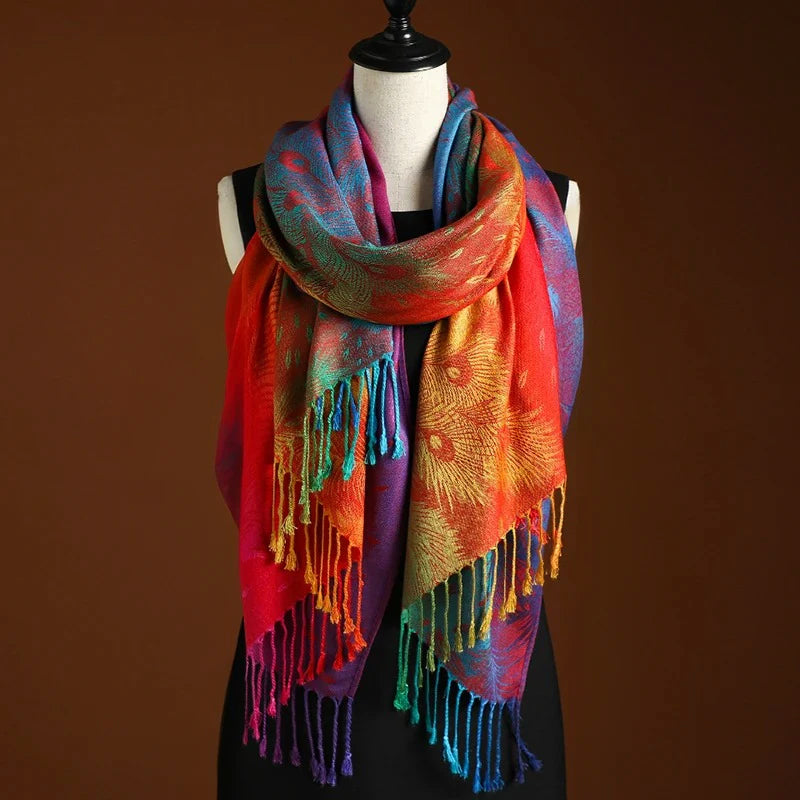 Bohemian gradient cashmere shawl piece for women | Aurora -1