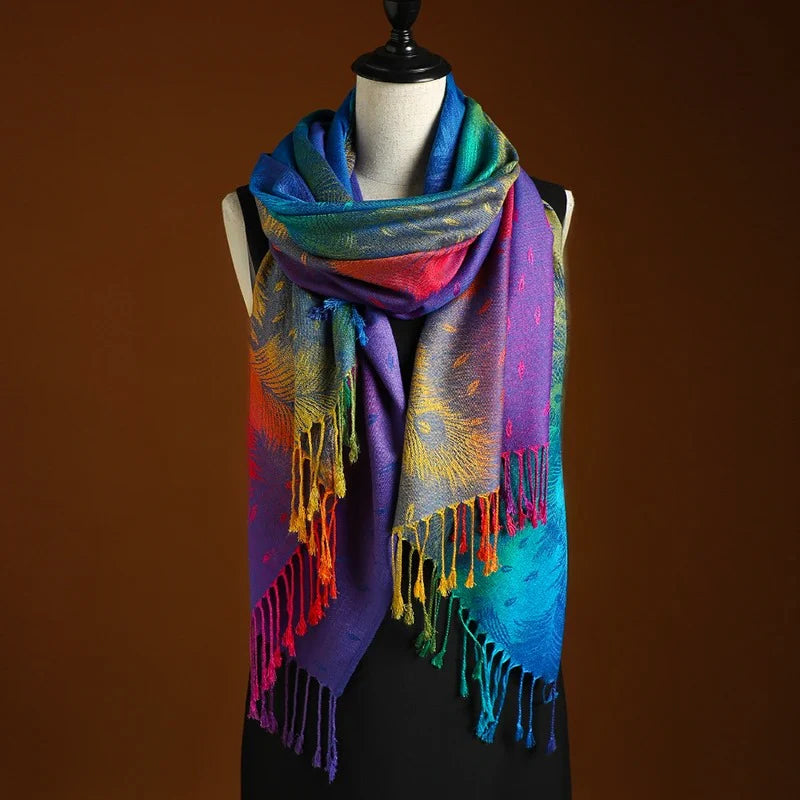 Bohemian gradient cashmere shawl piece for women | Aurora -2