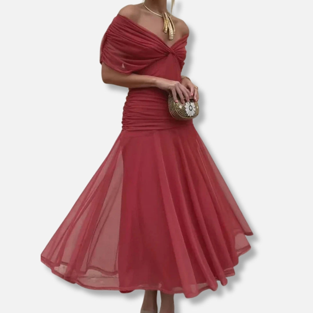 Elegeant V-neck maxi dress for women | Amara -4