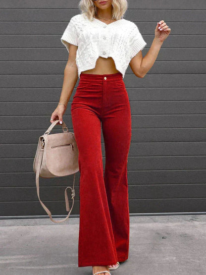 Briana flared corduroy trousers for women -11