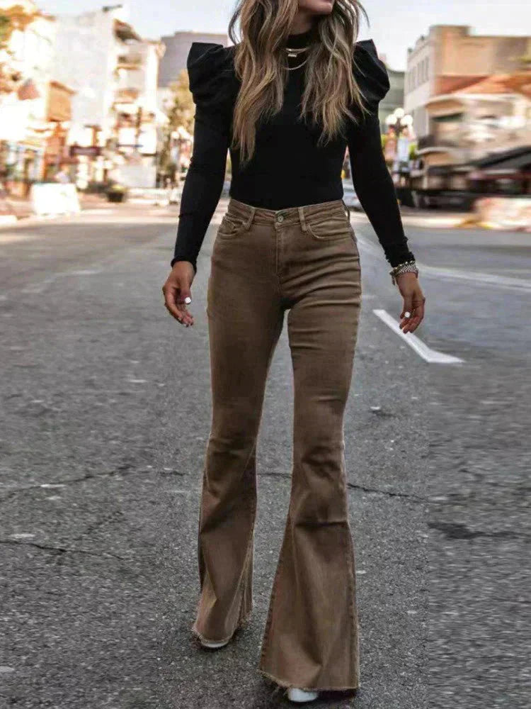 Briana flared corduroy trousers for women -12