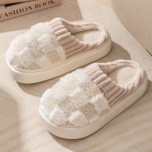 Slippers winter coton carreaux for women | Janelle -1