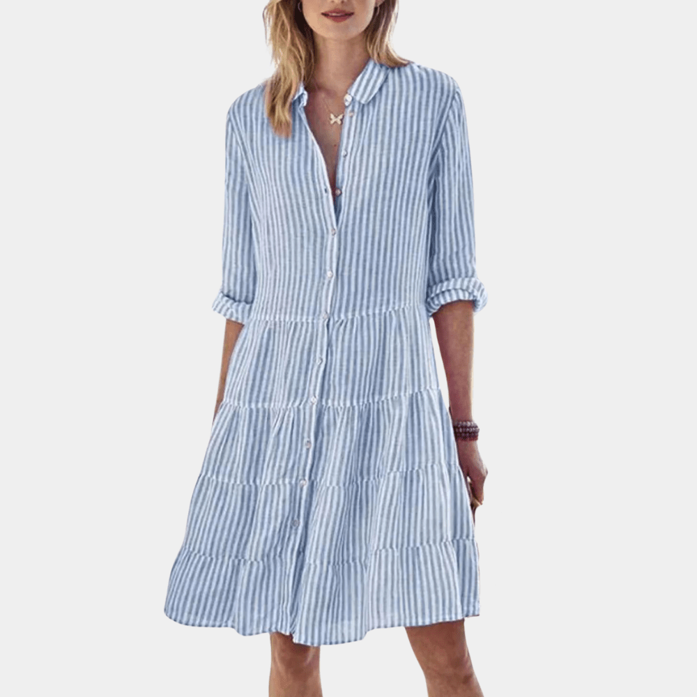 Dress rayures volants lightweight respirante shirt for women | Lisa -2