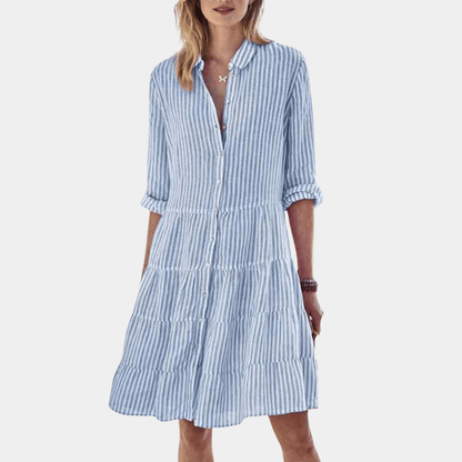 Dress rayures volants lightweight respirante shirt for women | Lisa -2