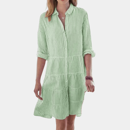 Dress rayures volants lightweight respirante shirt for women | Lisa -1