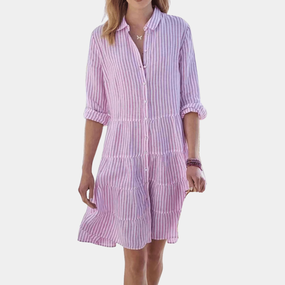 Dress rayures volants lightweight respirante shirt for women | Lisa -3