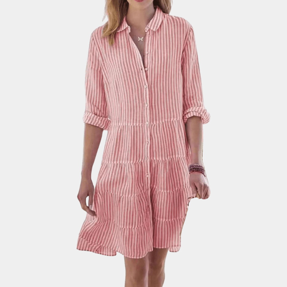 Dress rayures volants lightweight respirante shirt for women | Lisa -4