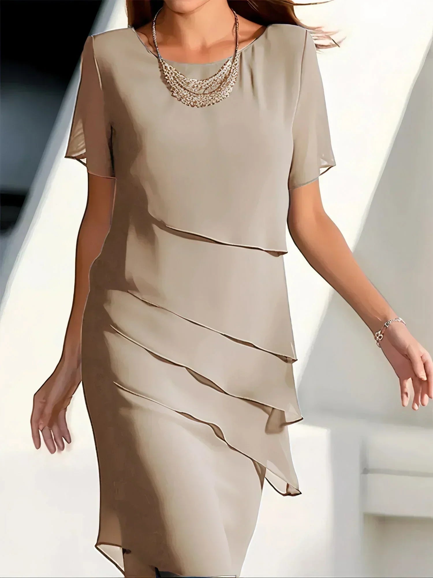 Refined layered midi dress for women | Alara -4