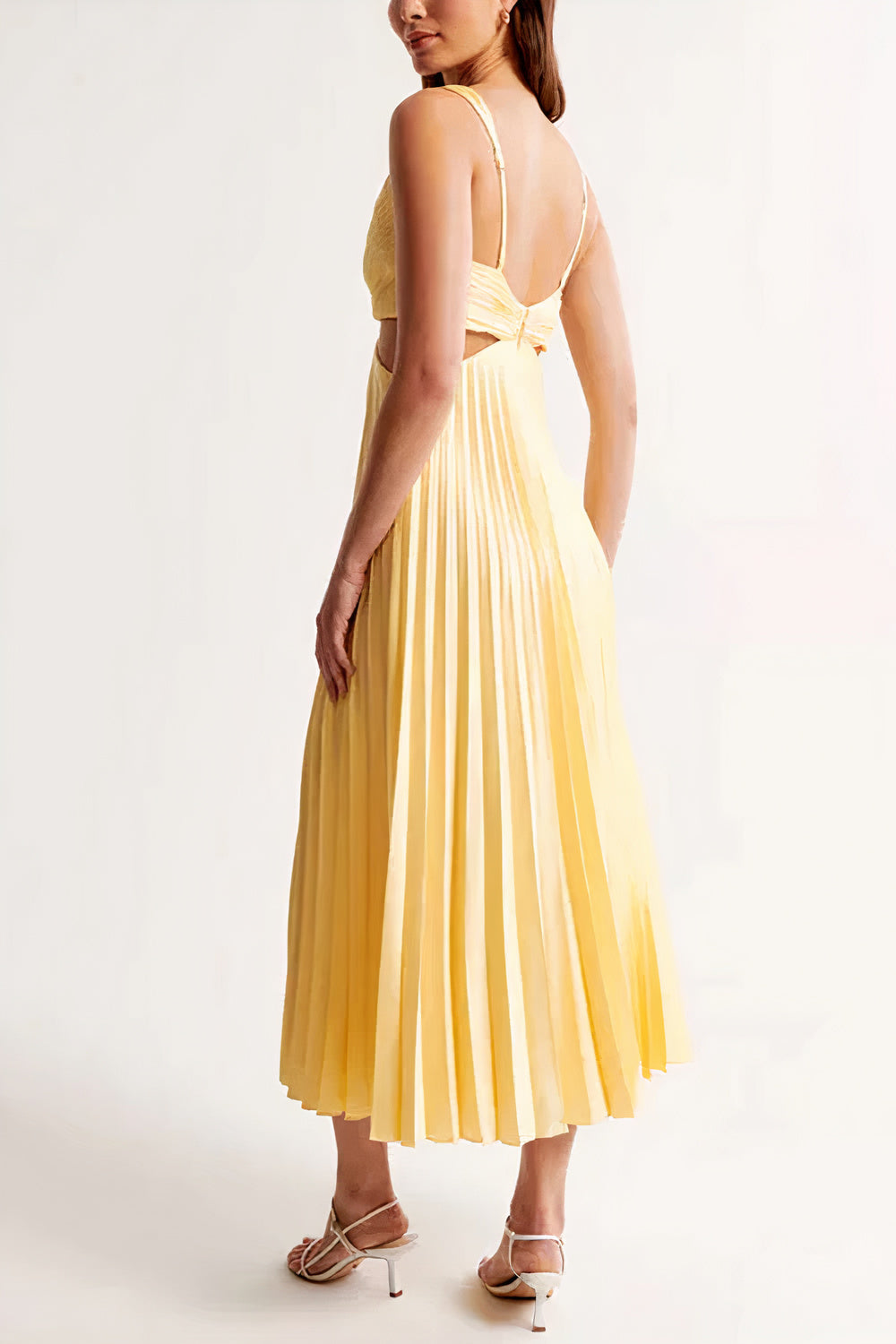 Sophisticated pleated maxi dress for women | Chelsy -2
