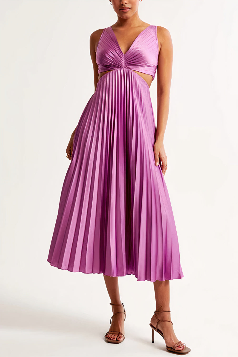 Sophisticated pleated maxi dress for women | Chelsy -6