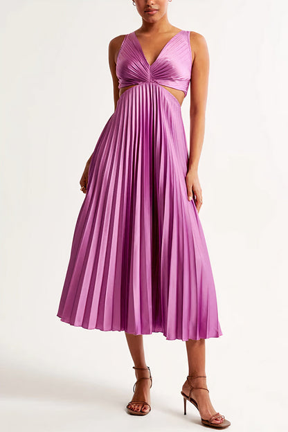Sophisticated pleated maxi dress for women | Chelsy -6