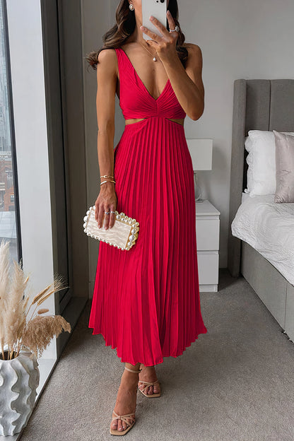 Sophisticated pleated maxi dress for women | Chelsy -7