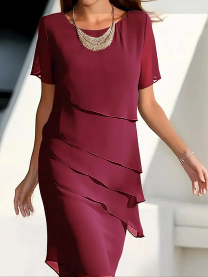 Refined layered midi dress for women | Alara -2