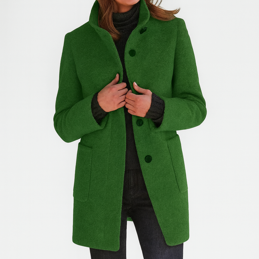 Classic high-collar elegant everyday coat for women | Ava -4