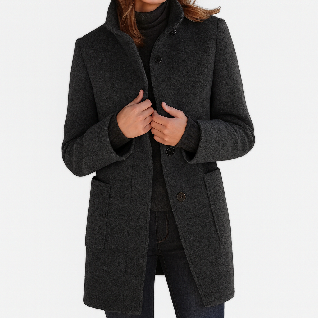 Classic high-collar elegant everyday coat for women | Ava -2