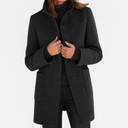 Classic high-collar elegant everyday coat for women | Ava -2