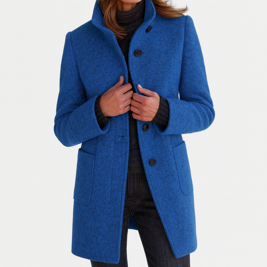Classic high-collar elegant everyday coat for women | Ava -1