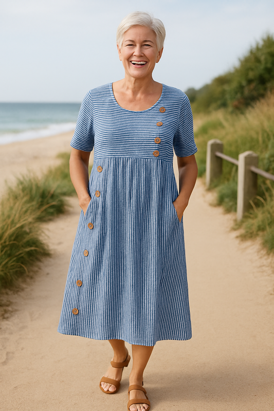 Striped midi dress for women | Brienne